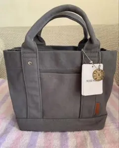 ミニトートバッグ 帆布　小さめトートバッグ　キャンバス 3仕切り ダークグレー