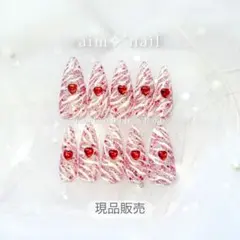 ネイルチップ 現品 ワンホン 韓国 フレンチガーリー 量産型 マグネット ホロ