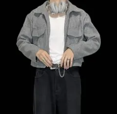 ショート丈ジャケット y2k ジップジャケット ブルゾン モード系