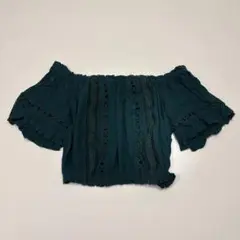 H&M オフショル トップス グリーン