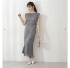 グレー レース パーティードレス