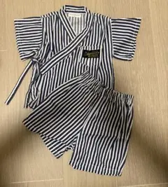ネイビーとホワイトのストライプ甚平セット