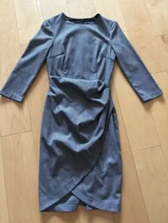 【未使用】ZARA BASIC ／　チェック柄 ラップワンピース グレー　XS