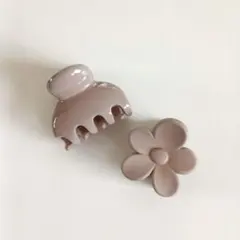 ベージュ ミニヘアクリップセット