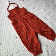 オールドネイビー　花柄赤色オーバーオール 100cm~