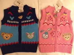 香港ディズニーランド限定！ダッフィー刺繍ニットベストセット♡キッズ