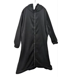 4XL 黒 フード付きロングワンピース 長袖 b-36