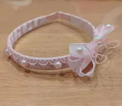 リボン付き パール カチューシャ ピンク