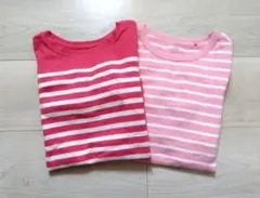 UNIQLO ボーダー クルーネックT 2枚セット（120〜130）