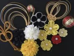 髪飾り　紫＆黄色　つまみ細工　成人式　卒業式　七五三　振袖