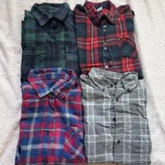 古着*ネルシャツ　チェック柄 長袖シャツ 4枚セット　UNIQLO他