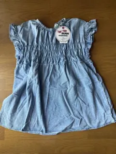 新品未使用　デニム　フリルノースリブラウス　チュニック