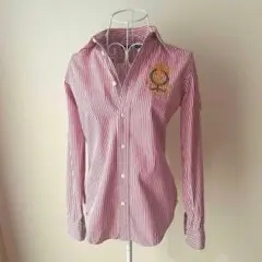 ラルフローレンスポーツ　ストライプ　エンブレム刺繍　シャツ　ピンク