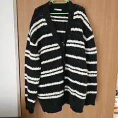 ZARA ブラック ホワイト ストライプ カーディガン