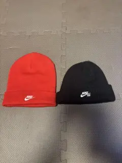 Nike 赤 黒 ニット帽 2個セット