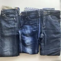 デニム　ジーンズ　セット　まとめ売り　リメイク素材としても　古着　3着