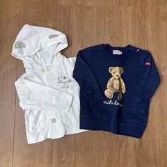 ミキハウス くまさんプリントトレーナー＆ベベ プーさんパーカーセット