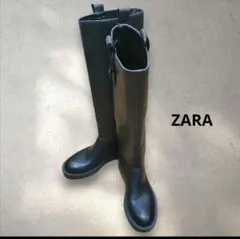 ZARAザラ　ブラックロングブーツ 　ローヒール