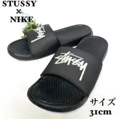 【美品】 ステューシー ナイキ サンダル ベナッシ 黒　ロゴ　オーバーサイズのサムネイル