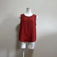 着物リメイク（ノースリーブブラウス）八掛　シルク　朱赤