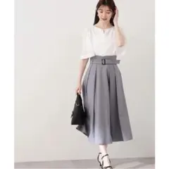 新品タグ付き！PBD　ハイウエストタックフレアスカート ブルー