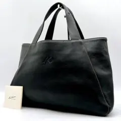 美品 キタムラ トートバッグ ビジネス レザー 黒 Kロゴ A4◎ 肩掛け