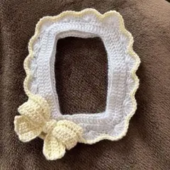 トレカケース　硬質カードケース　編み物　ハンドメイド　リボン　B8サイズ　黄色