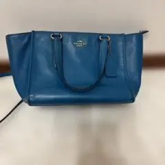COACH 青 レザー ショルダーバッグ