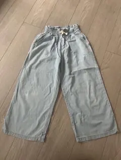 GU ライトデニムプルオンワイドパンツ ライトブルー