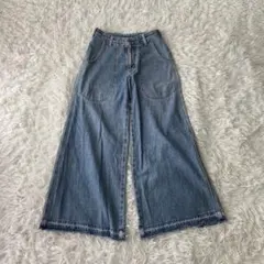美品✨サムシング EDWINコラボ デニム ワイド ライトブルー XS