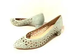 1372新品モードエジャコモカリーノ本革グリッターローヒール23.5￥19440