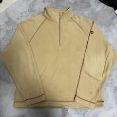 90s 00s Timberland ハーフジップ フリース　袖ロゴ　刺繍