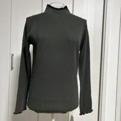 リブ編みタートルネックセーター M ダークグレー