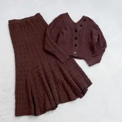 PLST プラステ　セットアップ　ニットアップ　ケーブル　スカート　カーディガン