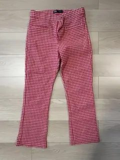 【美品】ZARA 赤と白のギンガムチェック フレアパンツ M