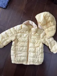 イエロー フード付きダウンジャケット 80cm