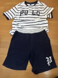 POLO （ラルフローレン ）ストライプ Tシャツ ショートパンツセット　L