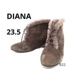 DIANA インヒール　レースアップショートブーティ 23.5　グレージュ