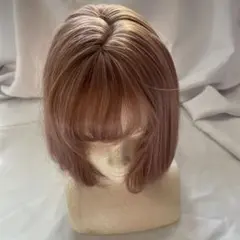 ピンク ミディアムボブウィッグ 前髪あり