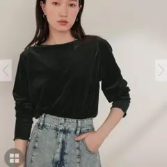 【タグ付・新品】　titivate シアーベロアロングTシャツ　ブラックのサムネイル