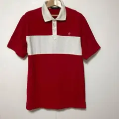 PIERRE CARDIN ピエールカルダン 赤白 ポロシャツ L コットン