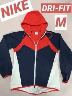 NIKE ナイロン フード付き ジャケット Ｍ レッド×ネイビー DRI-FIT