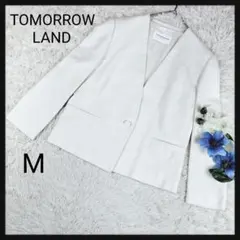 トゥモローランド ジャガード ノーカラー 一つ釦 ジャケット ホワイト M