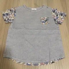 110cm ストライプ 動物柄 半袖シャツ　2枚セット