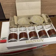 【未使用】昭和レトロ アデリア DANDY タンブラー＆コースターセット 5組