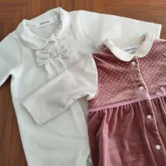 【使用5回】SLAP SLIP ロンパース ホワイト・ピンク　70センチ