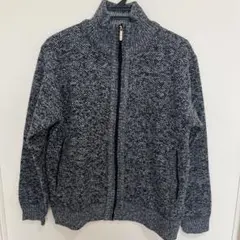 【新品】裏起毛 ニットカーディガン メンズ ジップアップ サイズM グレー