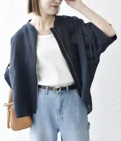 SHIPS any:「洗濯機可能」シアー ドルマン ジップ シャツ ブルゾン
