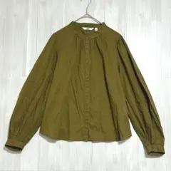 UNIQLO ユニクロ　コットンボリュームスリーブブラウス　オリーブ　S