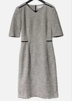 HUGO BOSS ツイード ドレス ワンピース タイト Vネック グレー